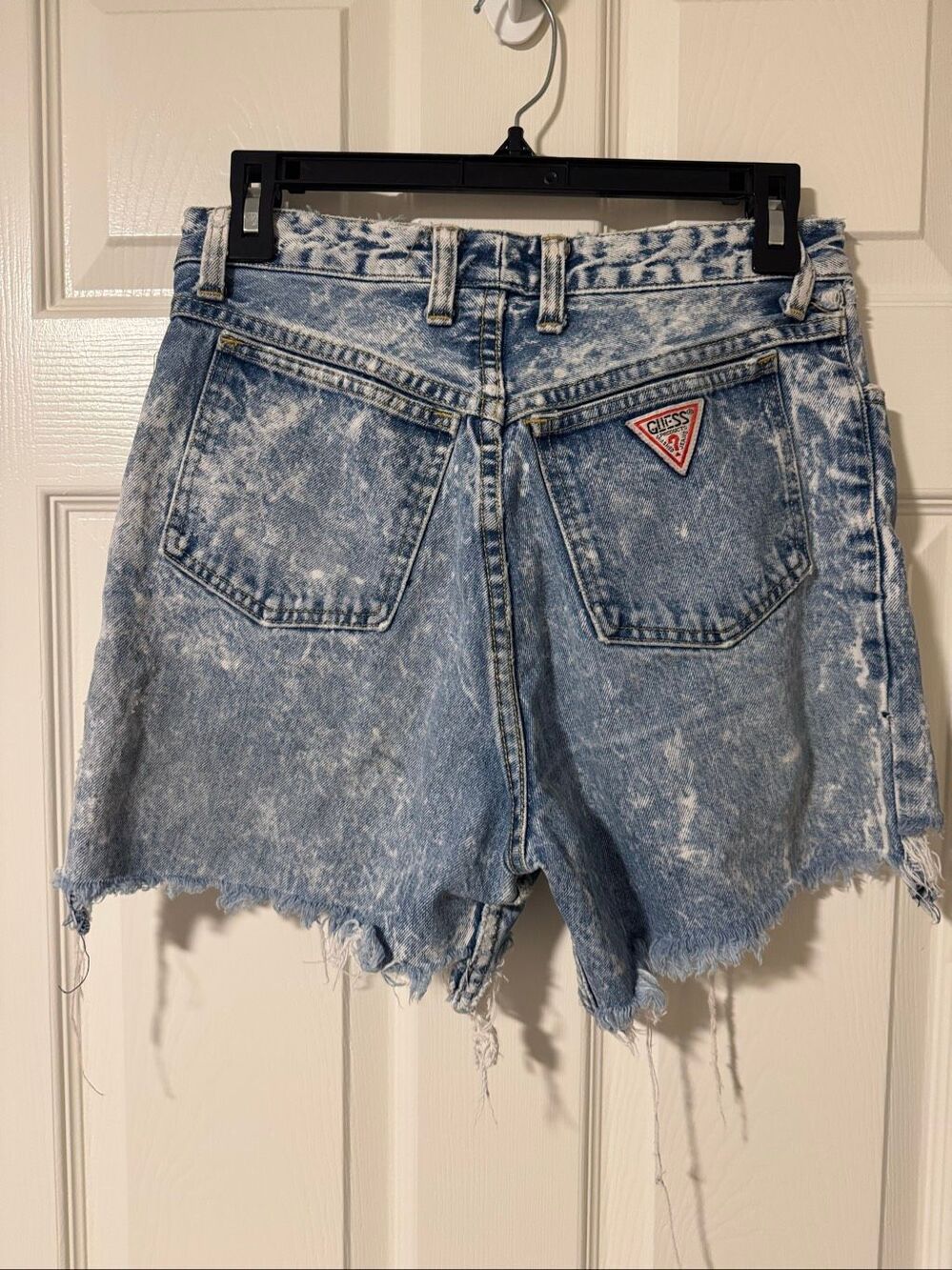 Vintage GUESS Georges Marciano Acid Wash High-Rise Cutoff Denim Shorts Size 31